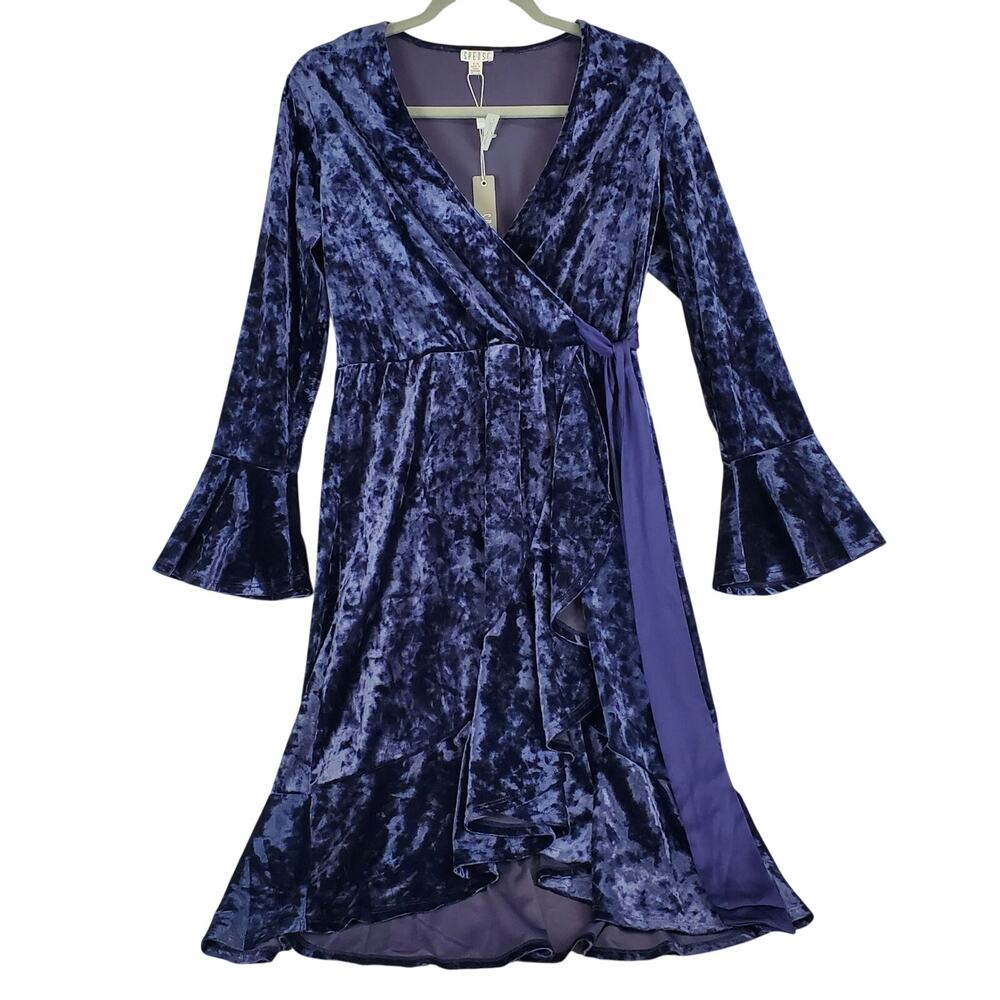 Spense Royal Blueberry Crushed Velvet Whimsygoth Dress Ruffle Flare Witchy 6 NWT
